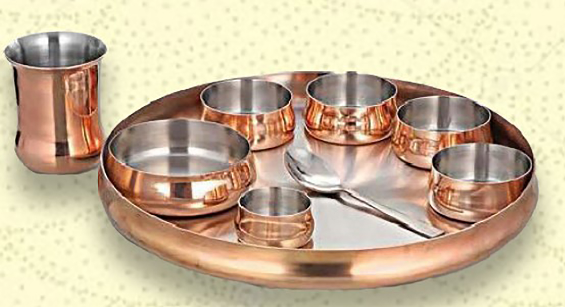 Sagan Thali Set - Stainless Steel, 8 Pieces | Ideal For Pooja, Dining, And Wedding Celebrations, Dishwasher Safe, Induction Friendly