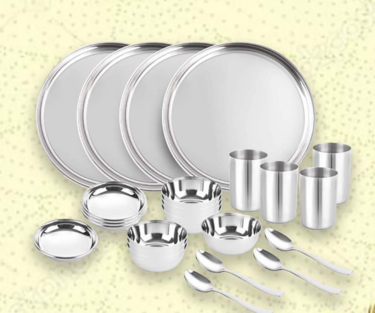 Ss Dinner Set 24 Pcs Set - Stainless Steel, Complete Dinnerware Collection For Daily Use, Dishwasher Safe, Ideal For Home And Catering Events