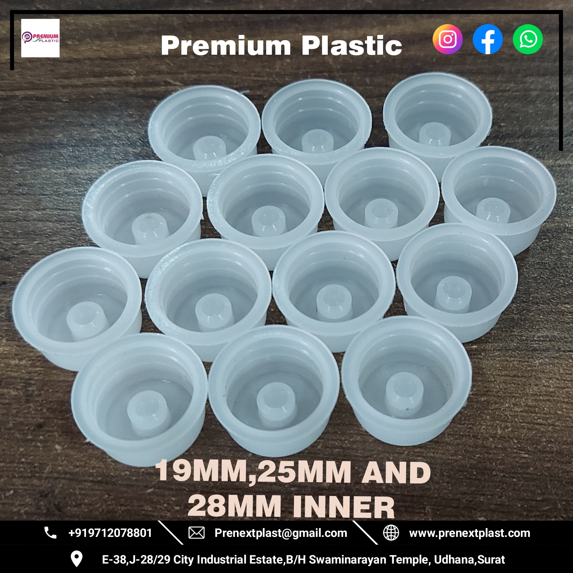 Inner Plug - White Plastic 19mm 25mm 28mm Sizes | Worm Embossed 1-year Warranty For Bottles