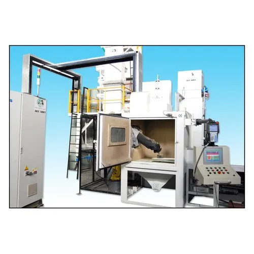 Shot Peening Machine - 1 Ton Production Capacity, White Automatic Electric Power Source, Coated Surface Treatment, 1 Year Warranty