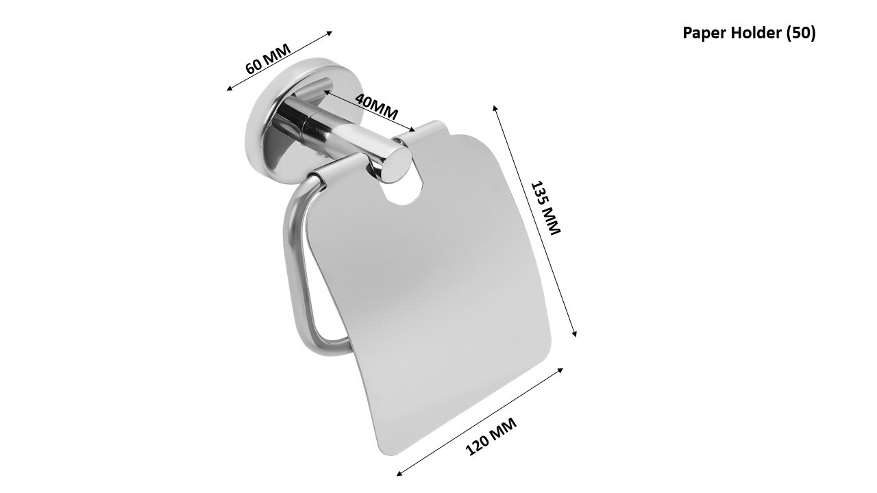 Paper Holder - Stainless Steel, 135mm Size, Mirror Finish | Glossy Pvd Coating, Versatile Storage For Toilet Paper, Paper Towels & Napkins