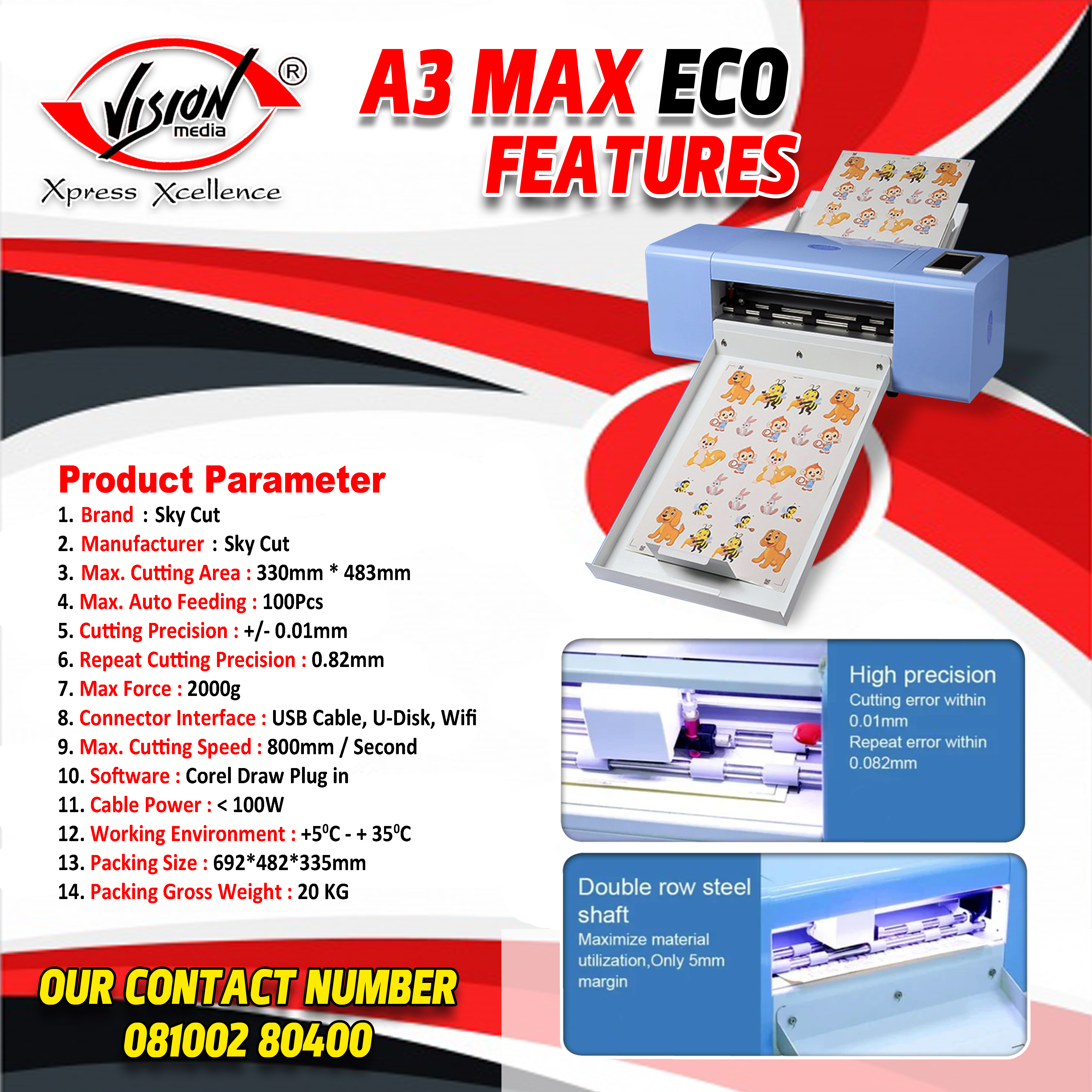 Skycut Plotter A3 Max Eco Sticker Cutting Plotter - Bladeâ Size: 45 Degree
