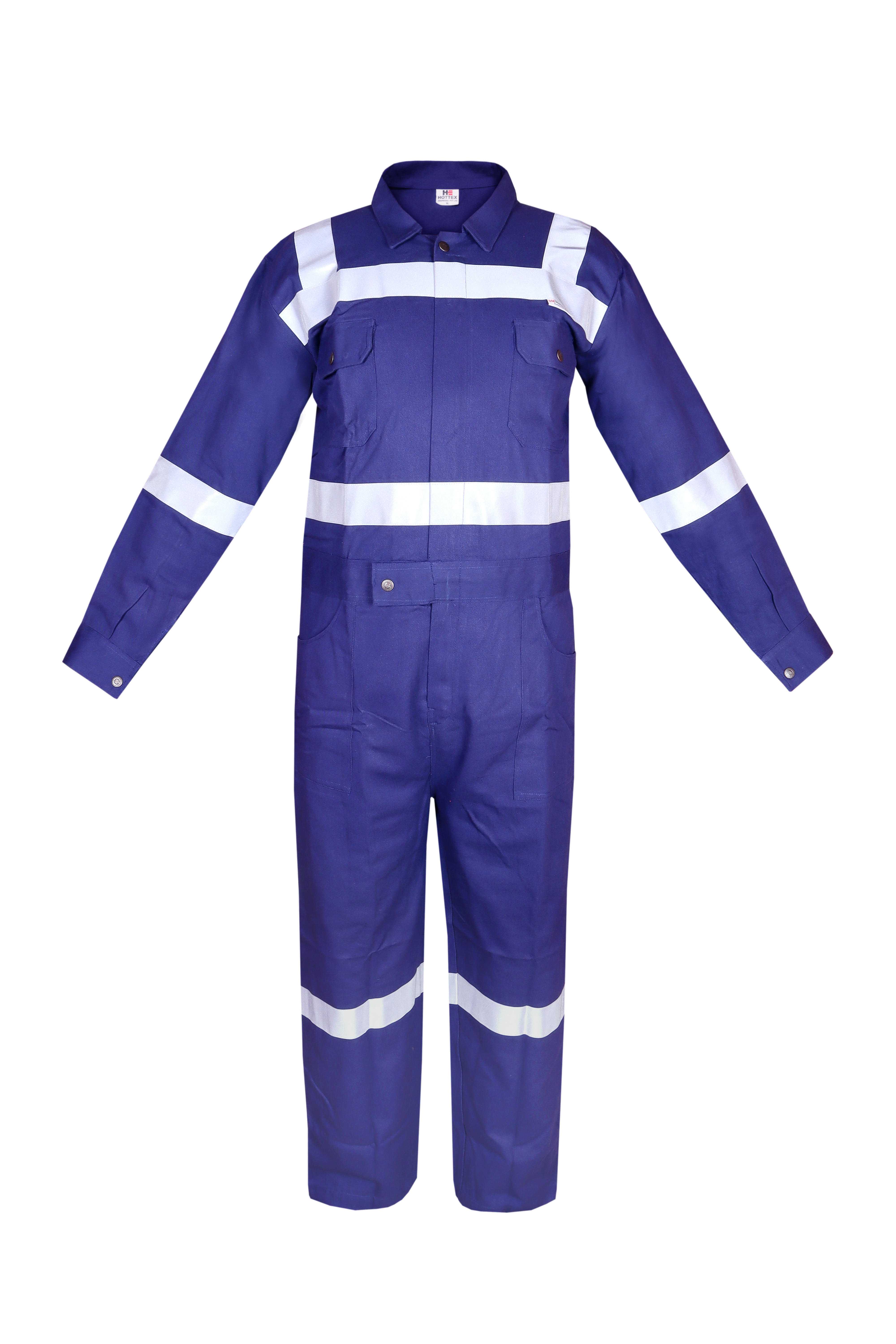 Reflective Boiler Suits - Cotton Material Navy Blue Color | Unisex Work Wear With 23 Kn Tensile Strength Single Layer Design