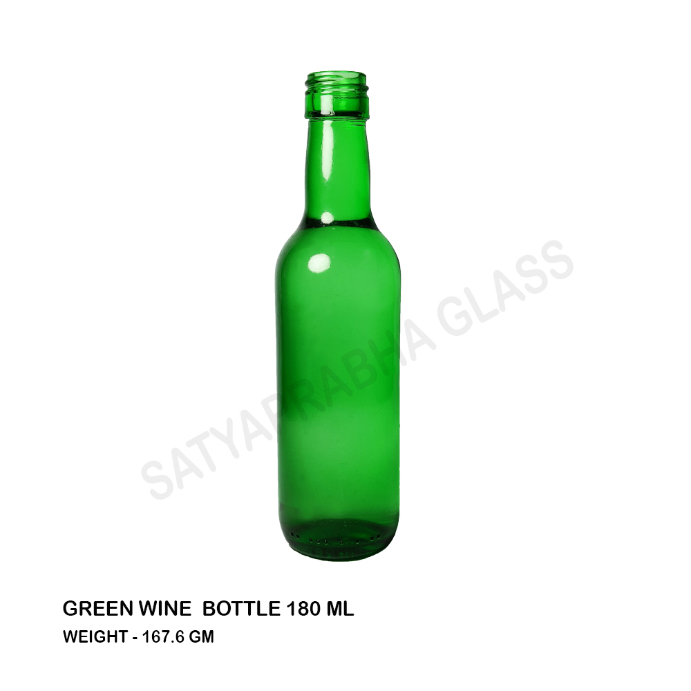 Bordeaux Bottle - 180 Ml Super Flint Glass Green Color Round Shape Airtight Rubber Stopper Thermal Shock Resistant To 42â°c Elegant Design