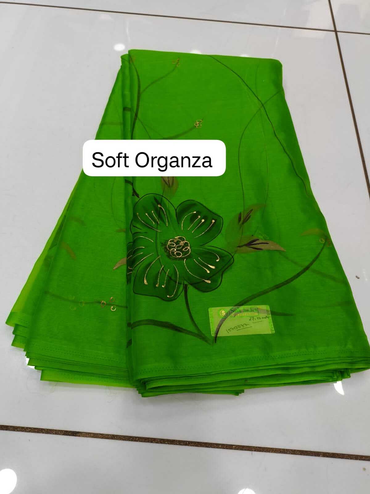 Soft Organza Fabric With Printed Design - 100% Silk, 44 Inches Wide, Available In All Colors Including Red, Smooth & Quick Dry For Party Wear
