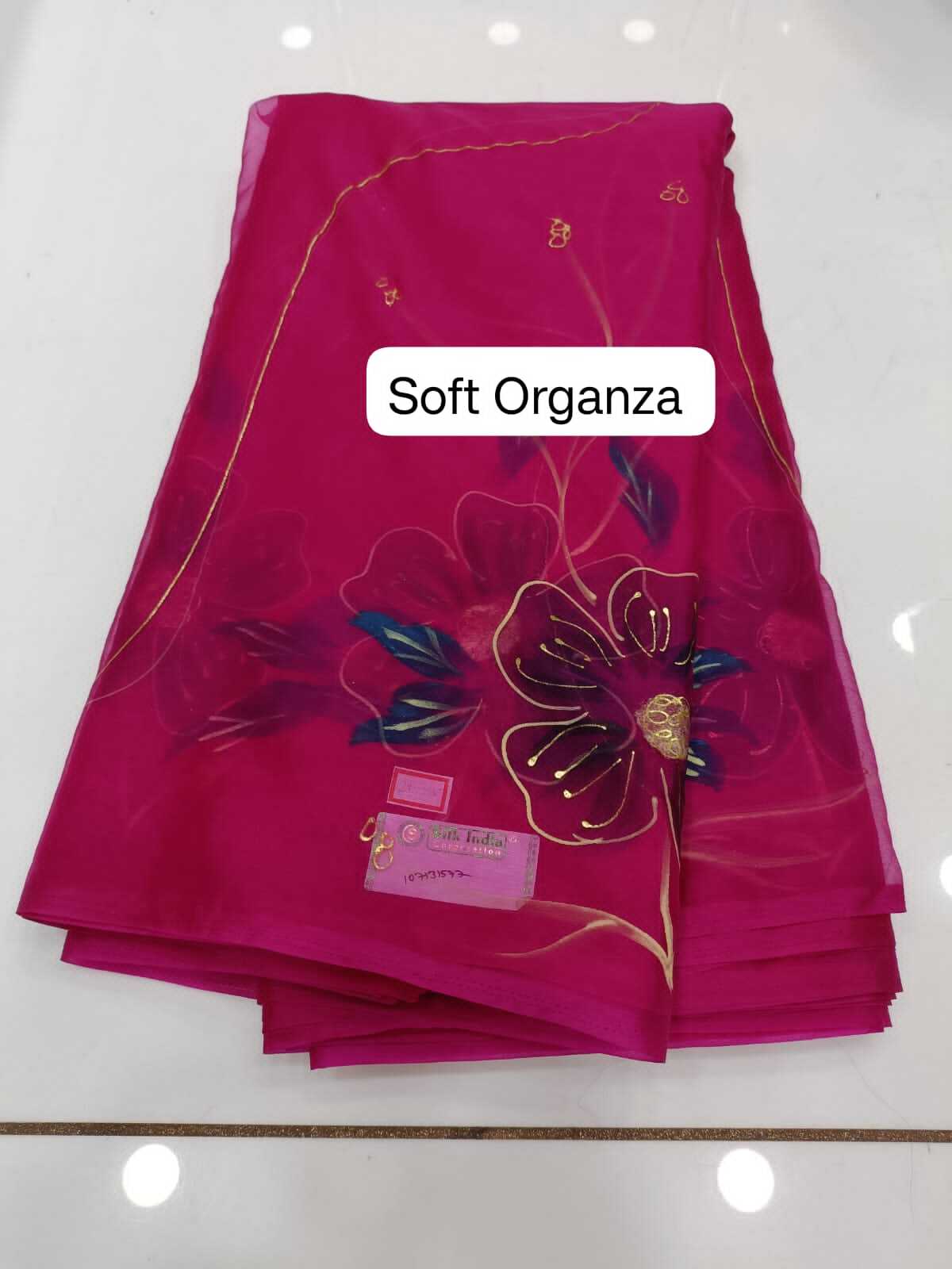 Soft Organza Fabric With Printed Design - 100% Silk, 44 Inches Wide, Available In All Colors Including Red, Smooth & Quick Dry For Party Wear