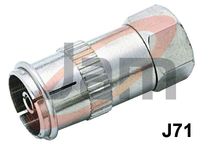 RF Socket F Plug - Brass, Nickel | 75 Ohms, DC-3GHz Frequency Range, Female Interface, F-Type Connector, Panel Mount for RF Cable Connection