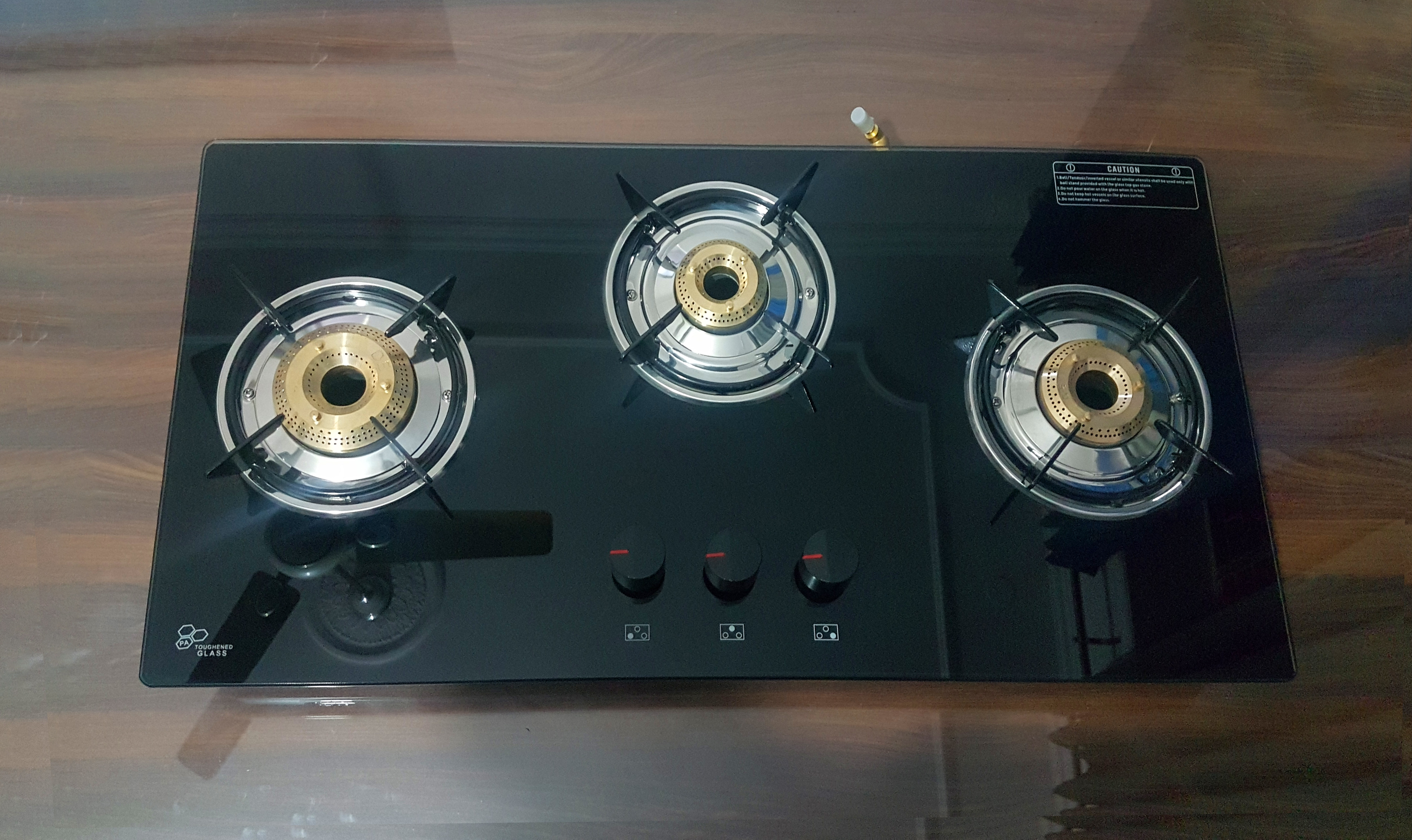 3br Hob Black Glass With Ms Frame Round Pan Support - Darkseid 3706