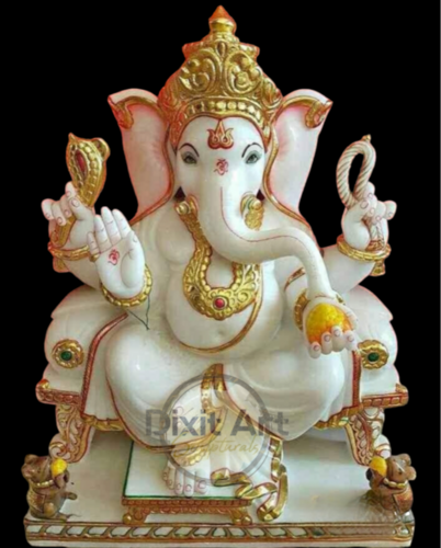 रंगीन संगमरमर गणेश मूर्ति