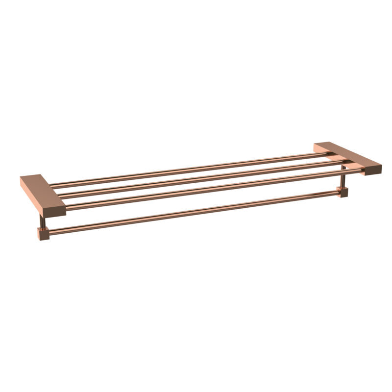 Bathroom Towel Rack-rectangular (With Lower Rail) - Color: Silver