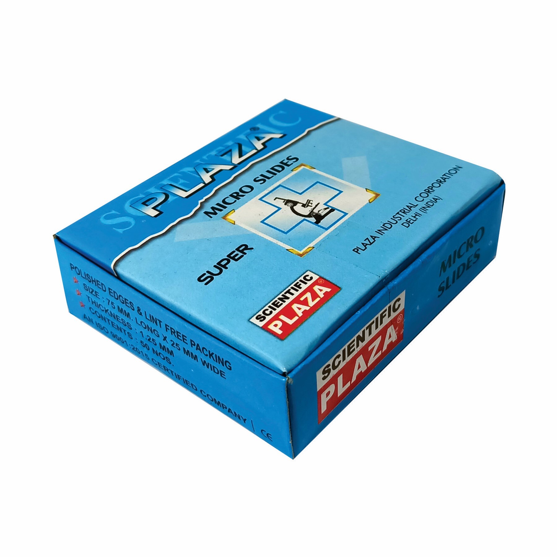Plaza Super Micro Glass Slides - Transparent Glass, 75x24x1.35mm , Iso 9001:2015 & Ce Certified, Lint-free Packaging, Ground Edges