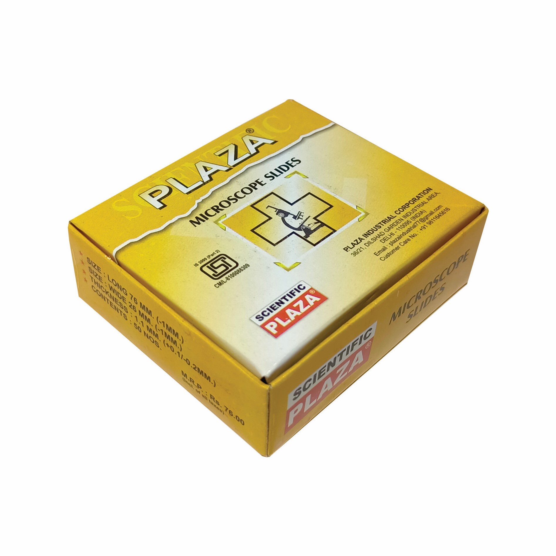 Plaza Isi Certified Slides - Clear Glass, Size: 76mm X 26mm (-1mm) & Thickness: 1.1mm (+0.1/-0.2mm), Transparent, Lint-free Packing, For Hospitals/laboratories