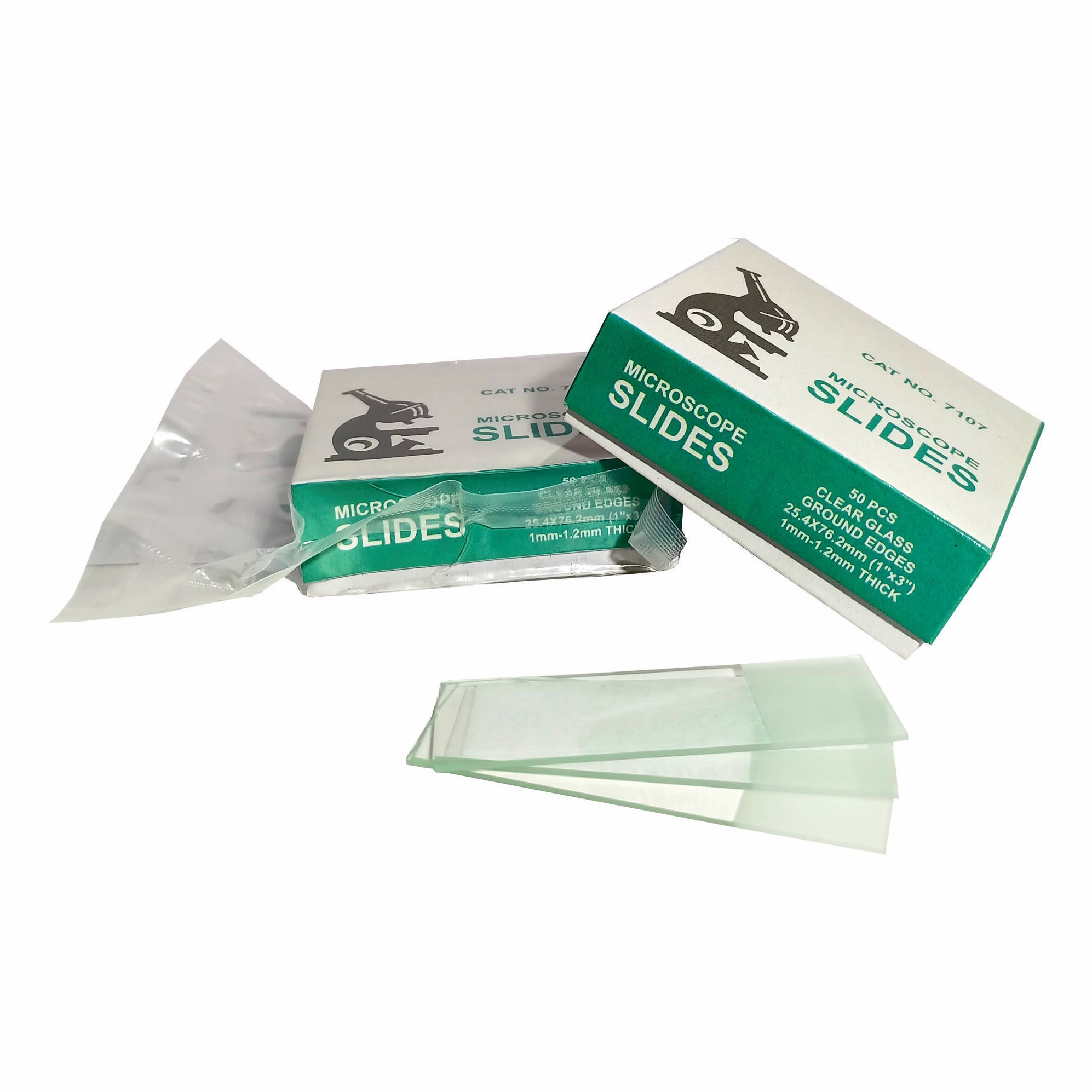 7107 Frosted Slides - Clear Glass, 76.2x25.4mm (1"x3"), Thickness: 1-1.2mm | Ideal For Hospitals, Includes 50 Slides Per Packet, Vacuum Packed At One End