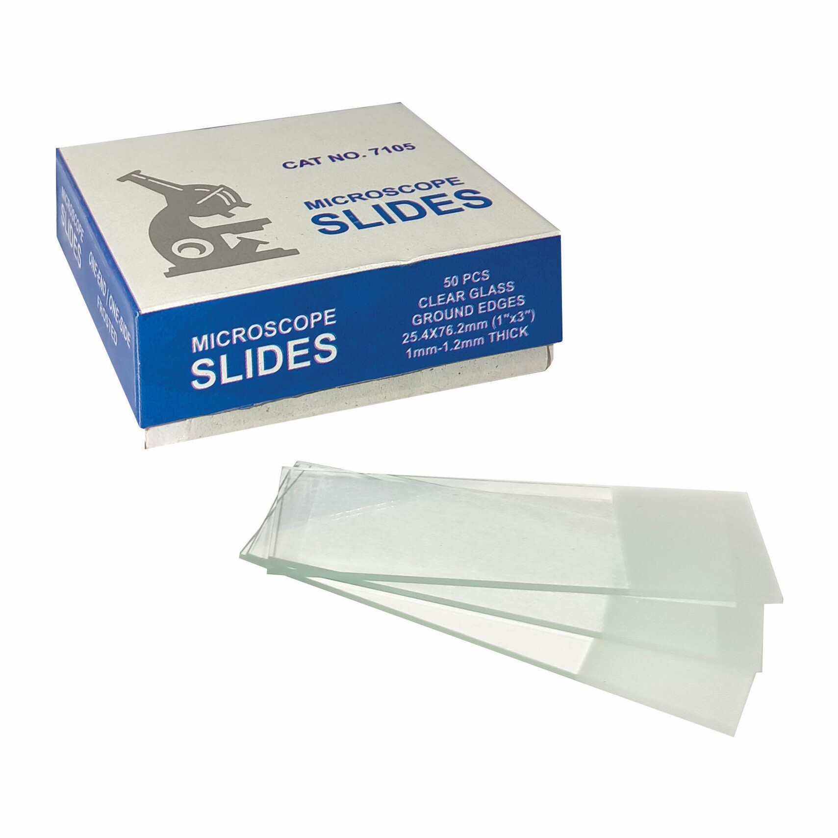 7105 Frosted Slide - Clear Glass, 76.2mm X 25.4mm X 1-1.2mm | Transparent For Hospitals & Laboratories, 50 Slides Per Pack
