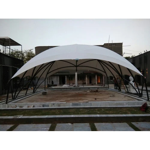 Umbrella Tensile Structure - Mild Steel, Modular Design, Waterproof, White Color | Long Life Span, Use in Hotels/Restaurants and Plants
