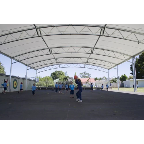 Playground Tensile Shed - Mild Steel, Custom Dimensions, White Color, Long Lifespan, UV Resistant, Rust Proof, Environmentally Friendly Design
