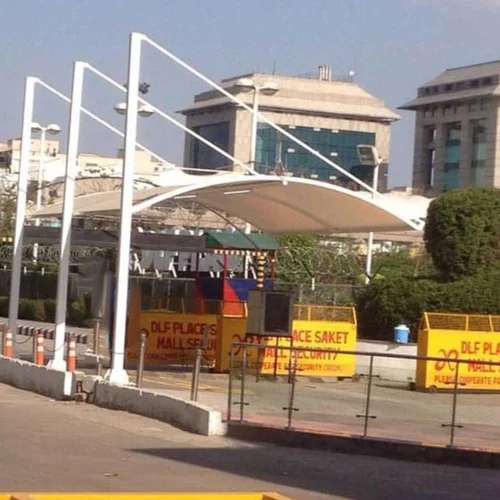 Cantilever Tensile Parking Structure - Mild Steel, White Color, Custom Dimensions, Waterproof Finish, Long Life Span, Suitable for Hotels and Warehouses