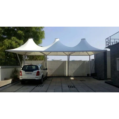 Conical Tensile Parking Steel Structure - Mild Steel, Iron Frame, White Color, Long Life, Various Wall Panel Thicknesses | Designed for Warehouses, Workshops, Hotels & Restaurants