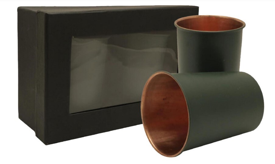 Copper Bottles - Handcrafted Copper Set, Ergonomic Design With Matching Glass, Antimicrobial Properties, Keeps Beverages Cold For Hours