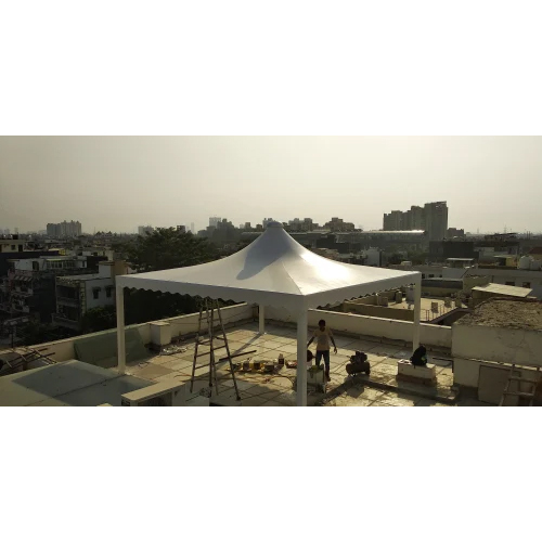 Modular Tensile Structure - Steel, Custom Dimensions , White Color, Durable Design For Workshops, Plants, Hotels, Restaurants, And Homes