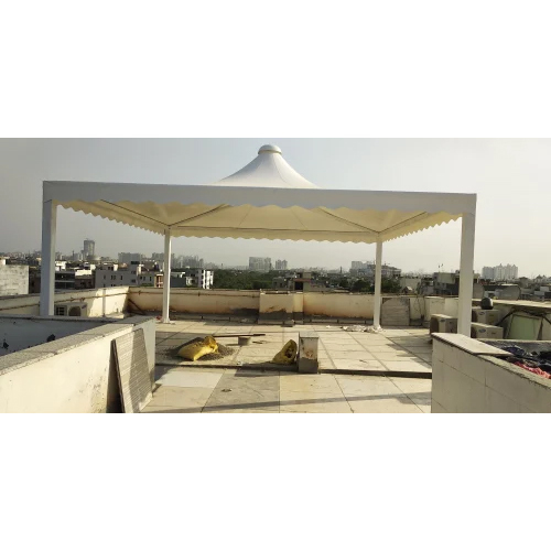 Modular Tensile Structure - Steel, Custom Dimensions , White Color, Durable Design For Workshops, Plants, Hotels, Restaurants, And Homes