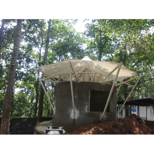 Tensile Membrane Structures - Steel Material, Custom Dimensions , White Color, Long Life Span, Versatile For Plant And Hotel/restaurant Use, Multiple Wall Panel Thickness Options