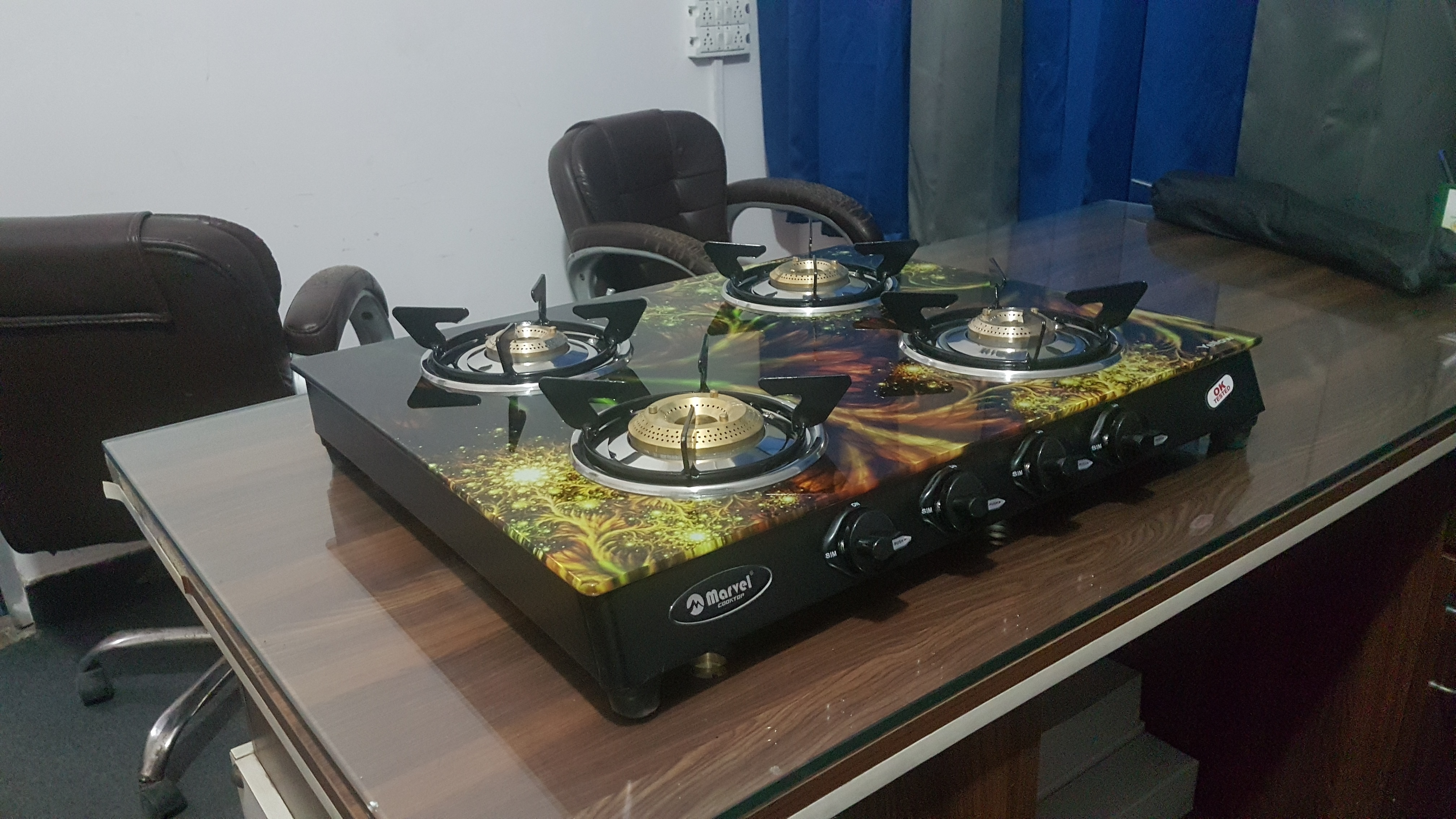 4 Burner Crystal Digital Glass With Ms Frame (Regular Digital) - Phastos Ms 4602