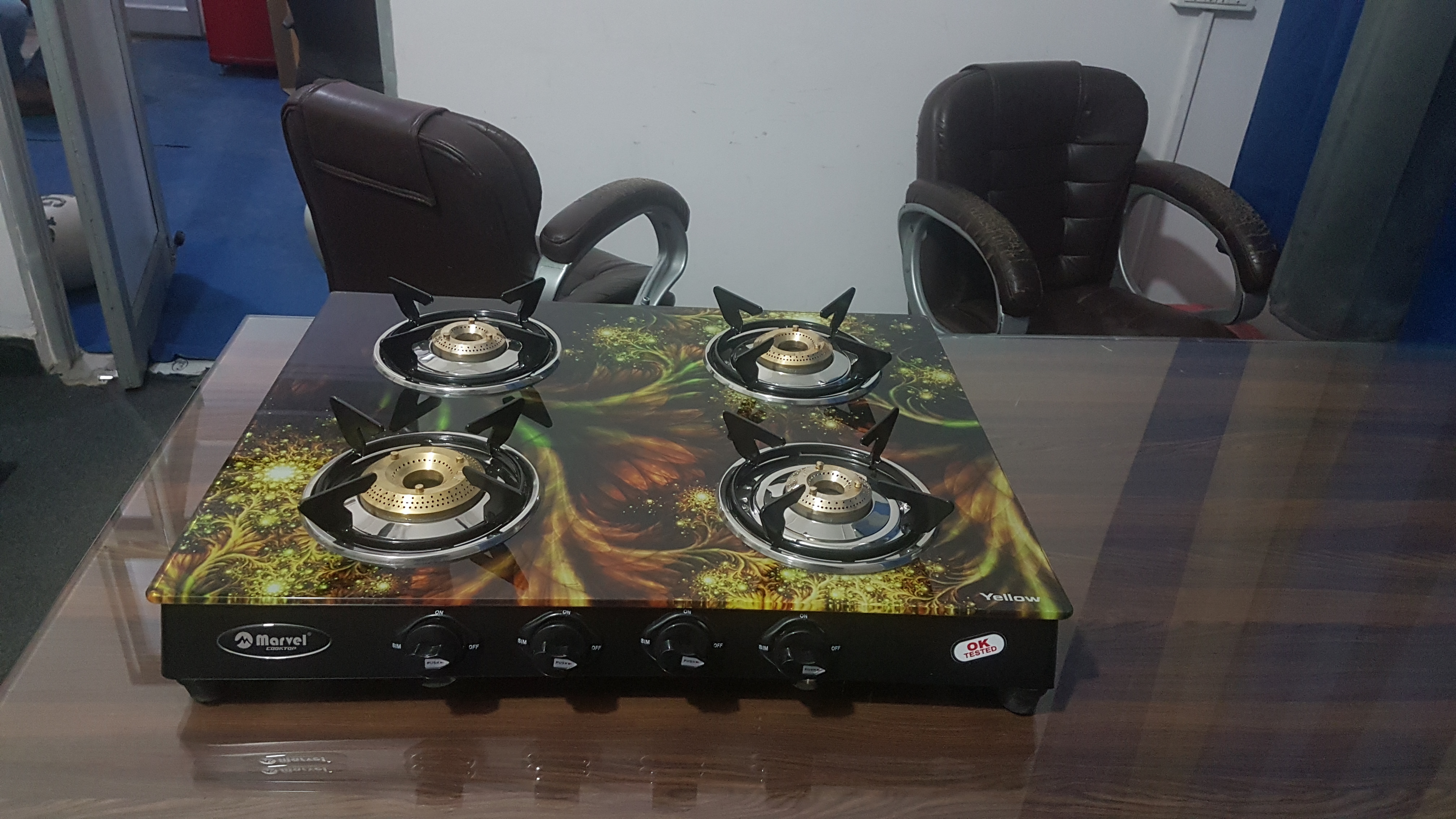 4 Burner Crystal Digital Glass With Ms Frame (Regular Digital) - Phastos Ms 4602