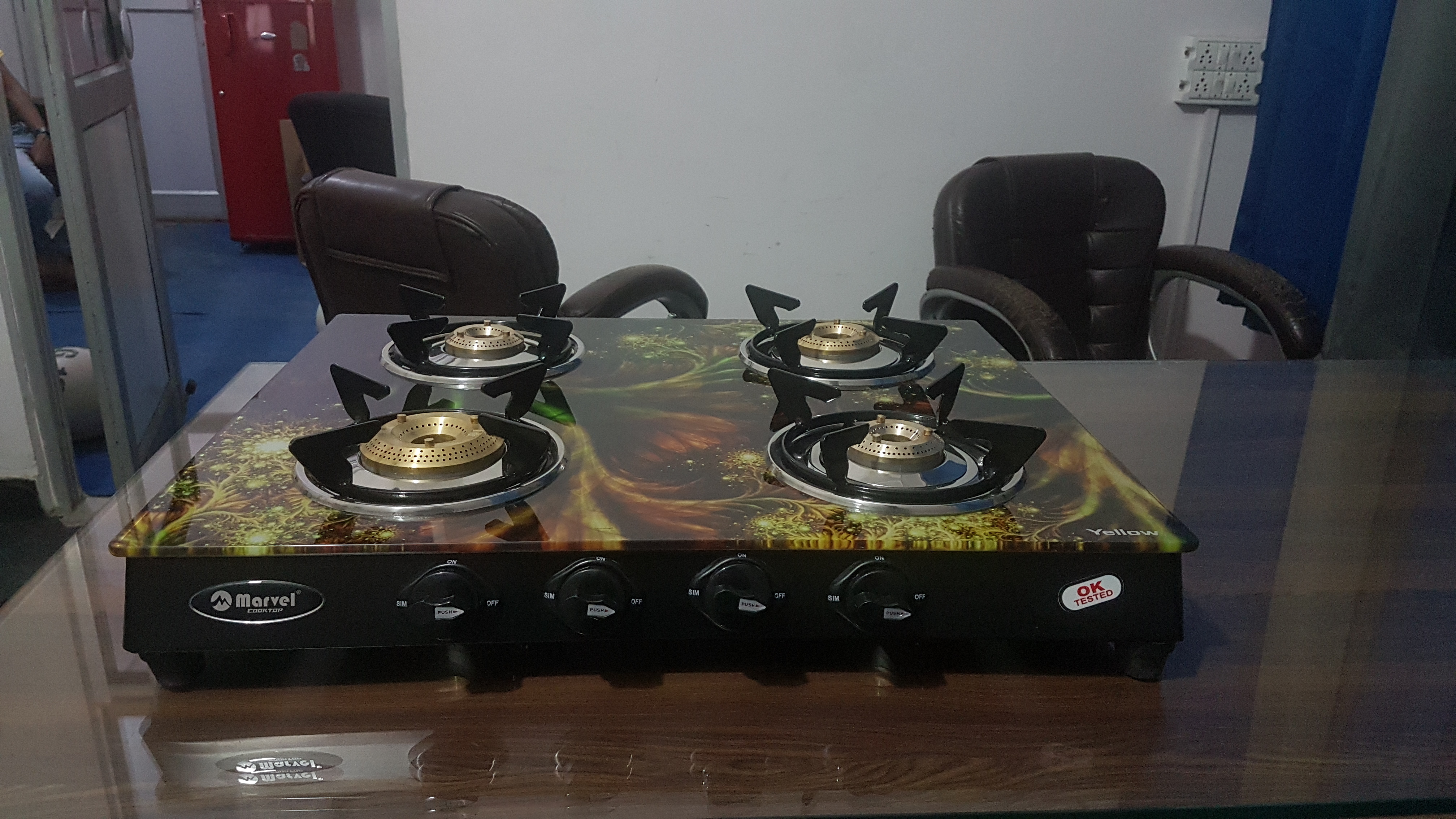 4 Burner Crystal Digital Glass With Ms Frame (Regular Digital) - Phastos Ms 4602