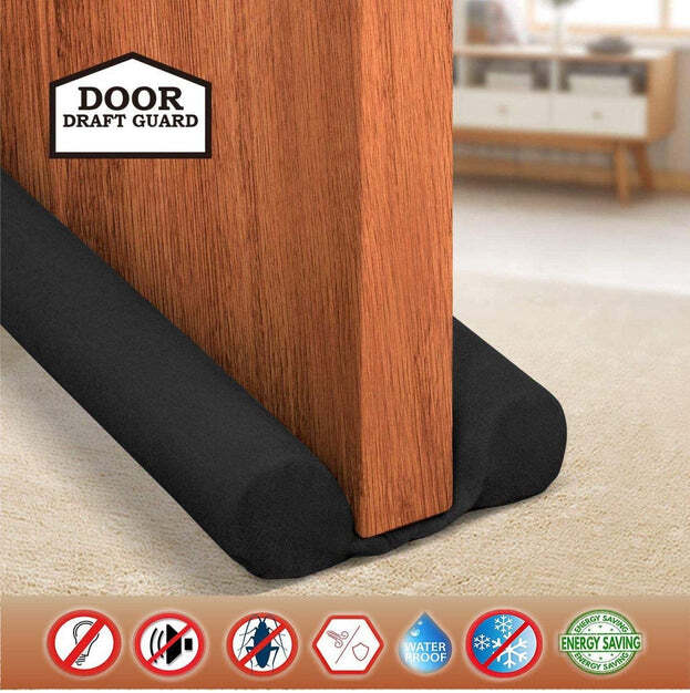 Door Seal Twin Draught Draft Guard - Cotton Blend, 98x6x2 Cm, Black ...