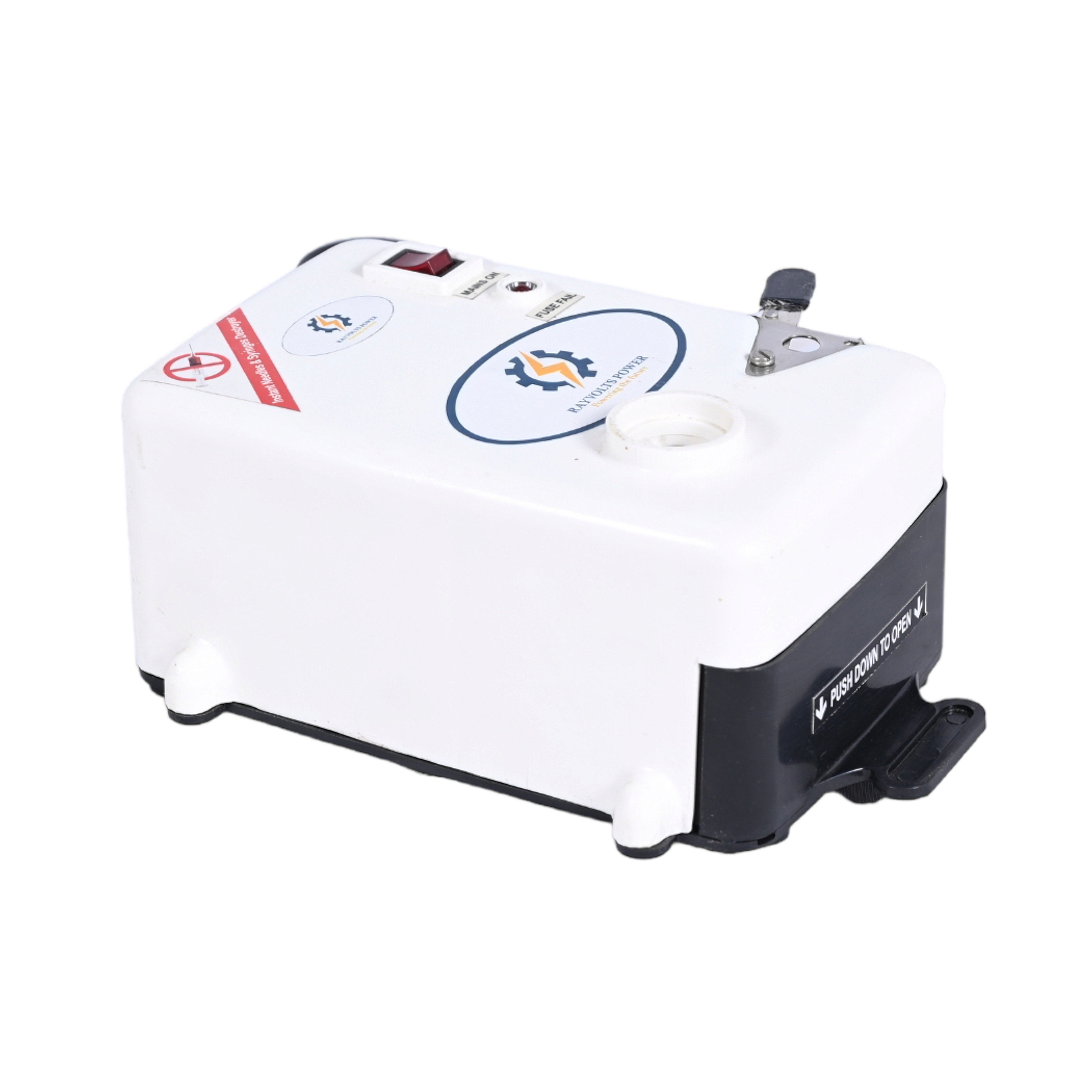 Rayvolts Power Needle Syringe Destroyer - Stainless Steel Blades, 220-240 Volts | Portable, User-friendly Design With Built-in Safe Disposal Containers, Minimizes Exposure Risks