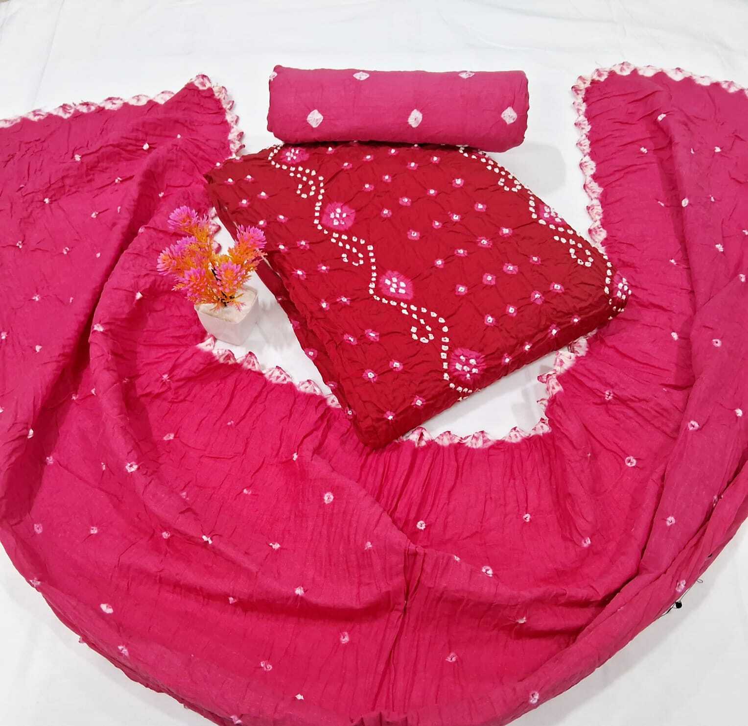 Cotton Bandhani Dress Materials