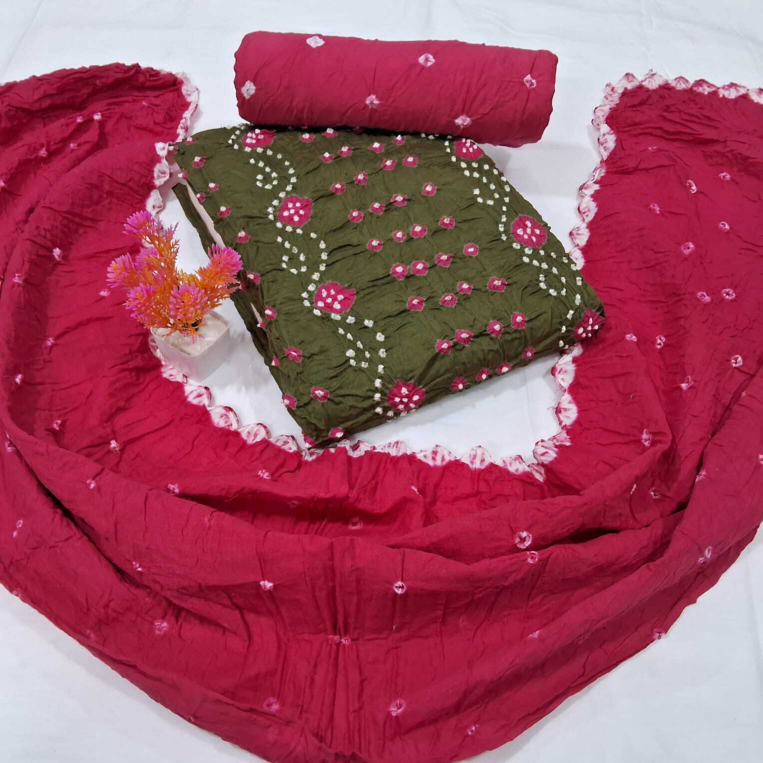 Cotton Bandhani Dress Materials