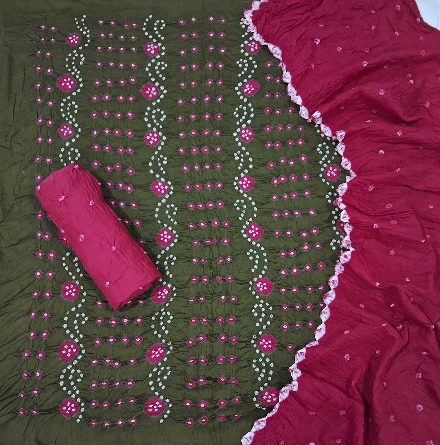Cotton Bandhani Dress Materials