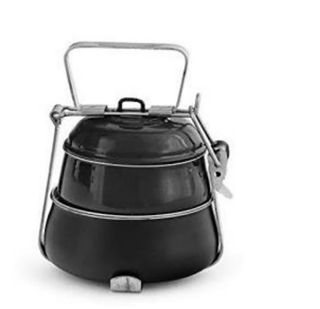 Stainless Steel Red Black Vintage Lunch Box