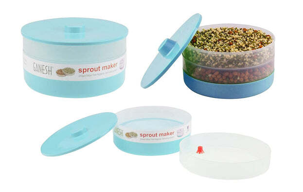 Ganesh Sprout Maker Bean Bowl (1800 Ml) 8109 - Virgin Plastic, Size: 21x11x11 Cm | Hygienic Design, Easy To Clean, Efficient Sprouting System