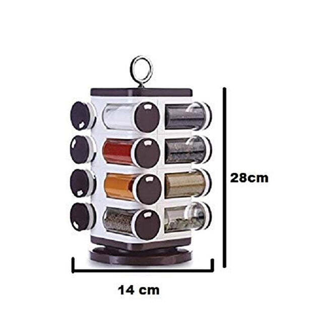 Ganesh Multipurpose Revolving Spice Rack With 16 Pcs Dispenser Each 100 Ml Plastic Spice Abs Material 1 Piece Spice Set 1 Piece Spice Set (Plastic) 8119