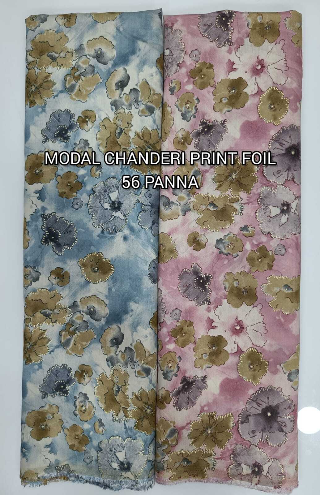 Modal Chanderi Foil Print - 56 Meter Width, All Colors | Knitted Fabric, Suitable For Men Suiting, Modal Chanderi Composition