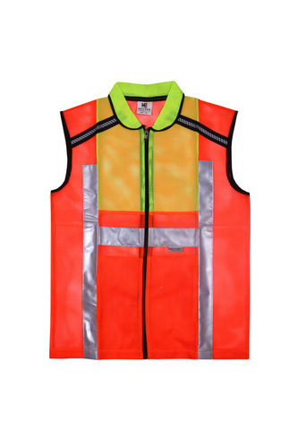 Reflective Safety Jacket Net - Net Material, Unisex, Green & Orange Color | Ideal for Construction Usage, Enhanced Visibility and Comfort