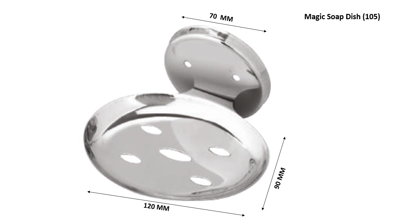 Magic Soap Dish - Stainless Steel, 70 Mm X 90 Mm X 120 Mm, Mirror Finish | Oval Design, Pvd Coating For Enhanced Durability