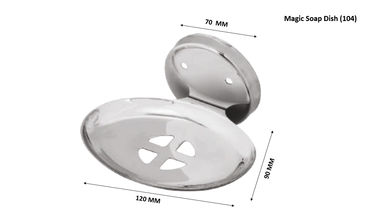 Magic Soap Dish - Stainless Steel, 70 Mm X 90 Mm X 120 Mm, Mirror Finish | Oval Design, Pvd Coating For Enhanced Durability