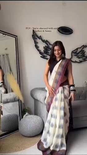 शुद्ध लिनन साड़ी