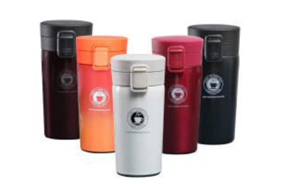Corporate Gift Set - Stainless Steel Black Bottle With 2 Mugs | Eco-friendly Design, Bpa-free, Vacuum Insulated, Leak-proof, Rust-resistant