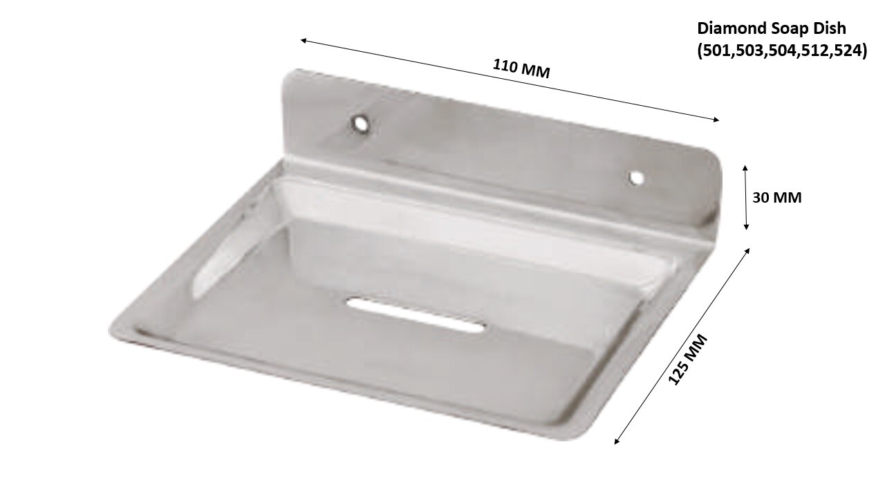 Diamond Soap Dish - Stainless Steel, 30mm X 110mm X 125mm, Mirror Finish | Elegant Rectangular Design, Pvd Coating For Durability