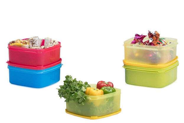 Reusable Airtight Food Storage Plastic Container Set - Plastic, 4 Pieces, Multicolor | Easy-open Tabs, Stackable, Microwave & Freezer Safe