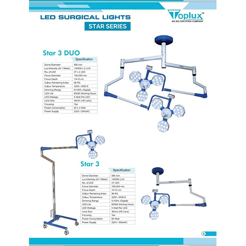 Led Ot Lights Star-3 For Operation Theater Color Code: Variable Colour