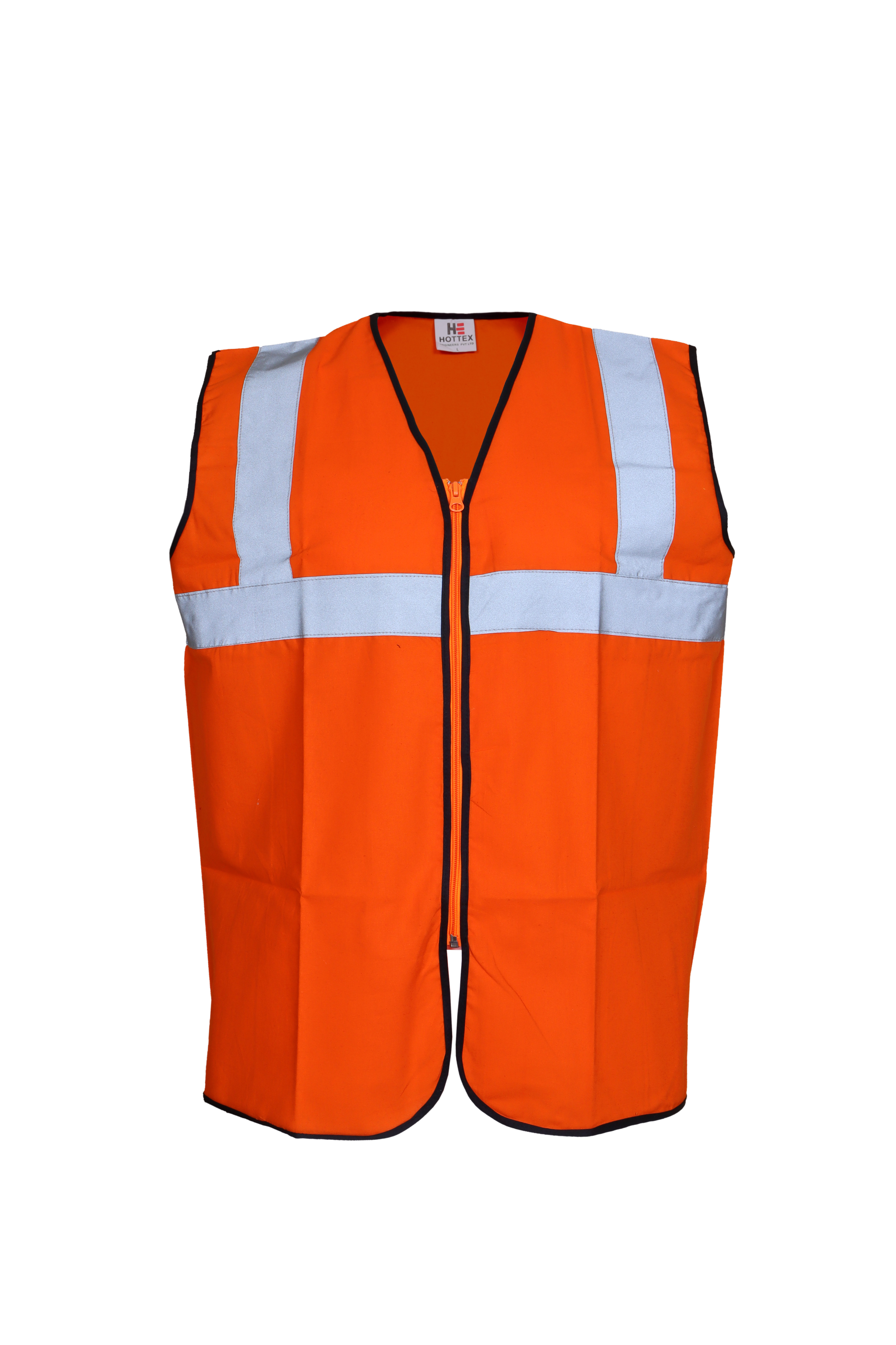 Reflective Polyester Safety Jacket - Unisex, Orange | Waterproof, Bacteria Filtration Efficiency, Ideal For Construction