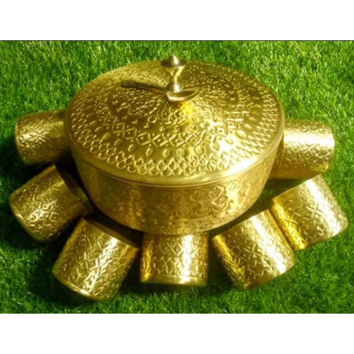 Golden Brass Round Spice Box