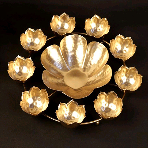 Golden Brass Rangoli Urli