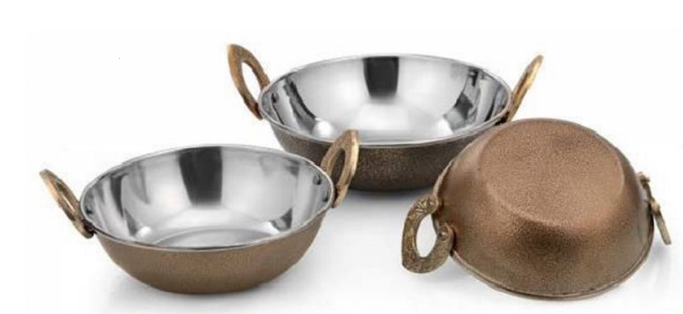 Ss Serving Karahi - Stainless Steel, 10-piece Set, Includes Blue Handles | Durable, Rust-resistant, Induction-compatible, Dishwasher-safe